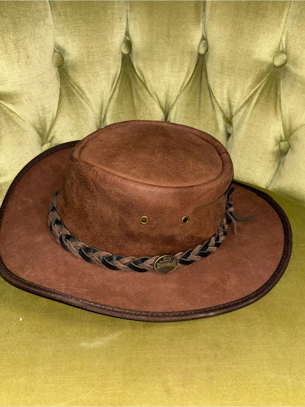 Barmah Squashy Bronco Hat Cattle Leather Made In USA Brown - Large 57